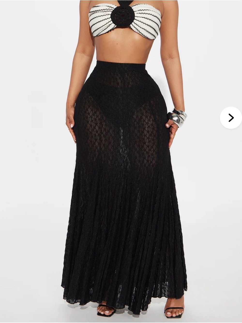 Fashion Nova Black Sheer Crochet Maxi Skirt